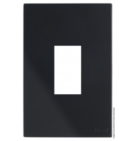 Placa para 1 Módulo Vertical 4x2 Com Suporte - Recta Black Satin Fosco